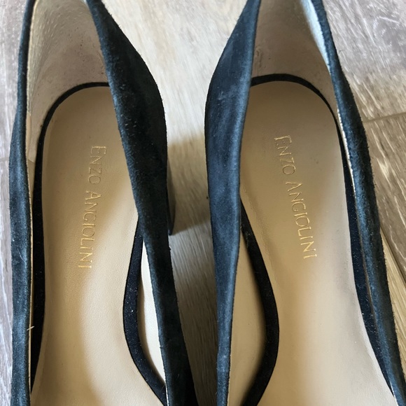 Enzo Angiolini Black Leather Block Heels Slip On Shoes Womens Size 7.5 M - Picture 2 of 8